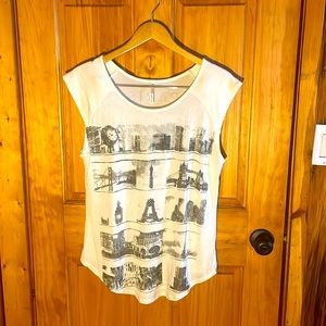 Sleeveless City Landmarks Studded Graphic Tee